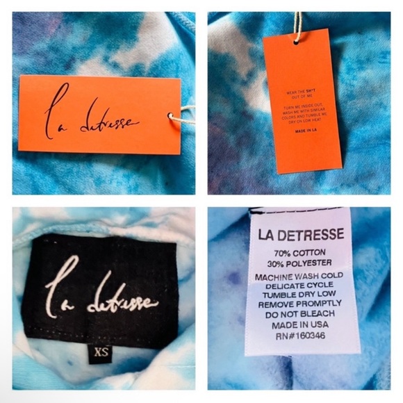 New! La Detresse Blueberry Mystic Tie Dye Hoodie & Jogger Relaxed Fit Set - Picture 11 of 11